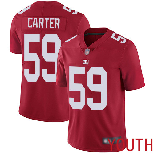 Youth New York Giants #59 Lorenzo Carter Red Limited Red Inverted Legend Football NFL Jersey
